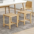 thumbnail image 2 of Juego de 2 Taburetes de comedor Costway 45 cm cuerda de papel Patas de Madera de caucho natural, 2 of 3