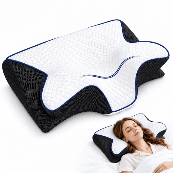 Doreve Cloudfaser Pro Sleep Pillow, Ergonomic Cervical Memory Foam Contour Pillow for Side Back Stomach Sleepers