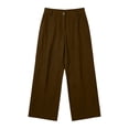 thumbnail image 6 of Plus Size Women's Cotton Linen Wide Leg Pants with Pockets, High Waisted Elastic Waist, Loose Fit Trousers for Summer Casual Commuting, Womens Pants | UKHCCC,Brown 3XL, 6 of 9