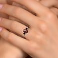 thumbnail image 4 of Gem Stone King 14K White Gold Red Garnet and Black Diamond Engagement Ring for Women | 1.73 Cttw | Oval Checkerboard 8X6MM | Gemstone January Birthstone | Size 7, 4 of 6