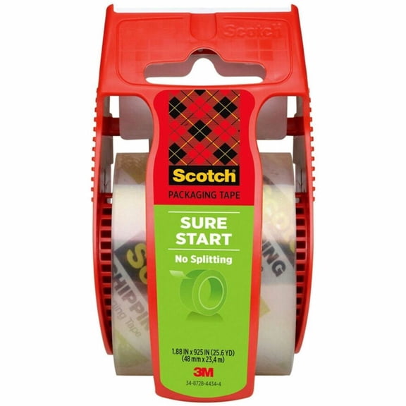 Scotch Sure Start Packaging Tape Dispenser, Clear, 1.88" x 800", 1 Total