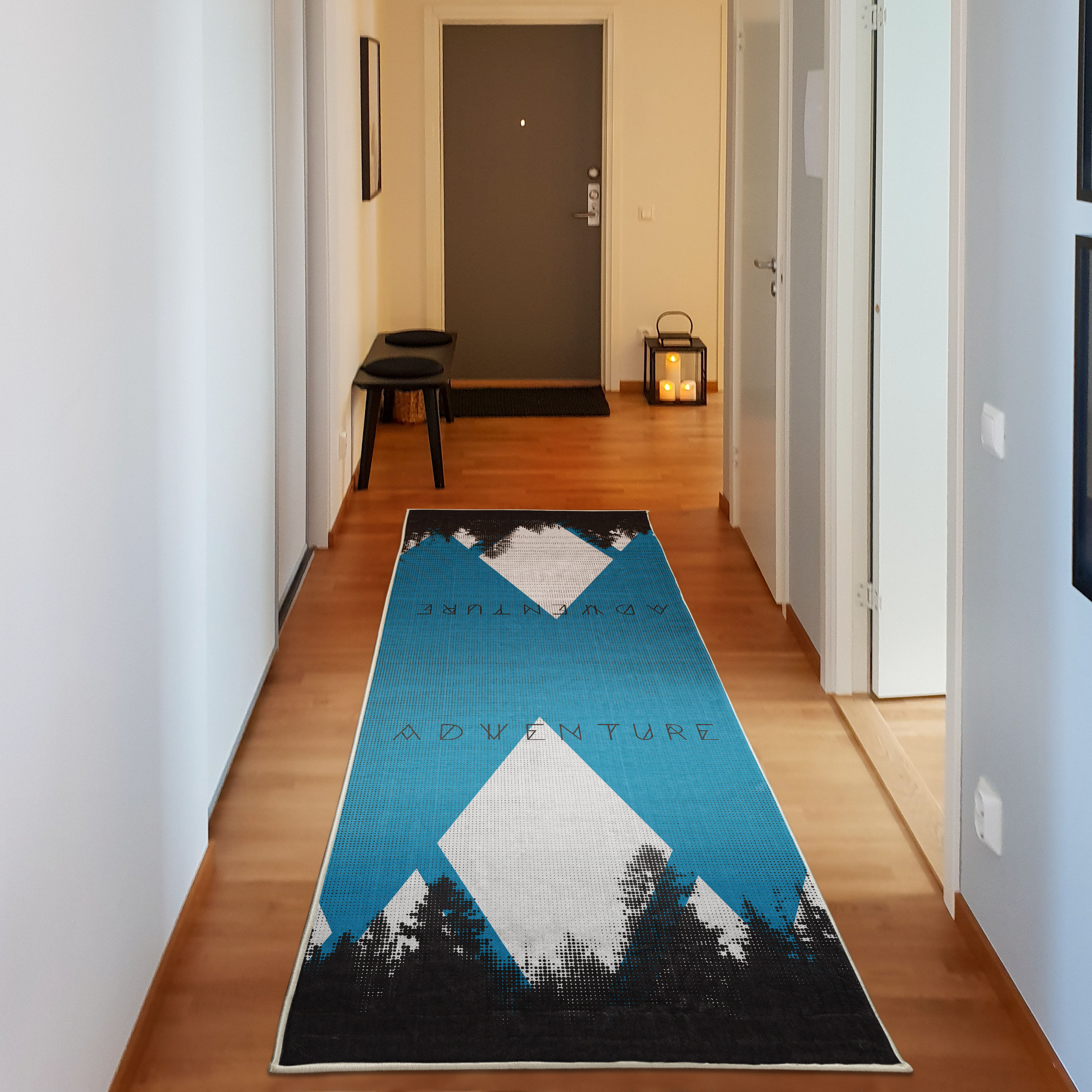 Adventure Decorative Rug, Forest Halftone Effect Hipster Typography ...