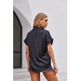 thumbnail image 4 of Zeagoo Womens Satin Blouse Silk Button Down Shirts Short Sleeve Dress Shirts, 4 of 6