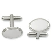 Rhodium-plated Oval Beaded Cuff Links