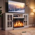 thumbnail image 2 of Homall Fireplace TV Stand for TVs up to 65" 3-Sided Glass Modern Media Entertainment Center with Cabniet Storage Adjustable Flame Color Fireplace,White, 2 of 7