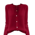 thumbnail image 4 of Breezora Women Standard Button Front Cardigan Sweater Open Knit Round Neck Casual Pullover Top XL Size Wine, 4 of 4