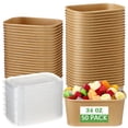 thumbnail image 1 of Cuencos desechables de papel kraft Maxdot con tapas de polipropileno, 1000 ml x 50, 1 of 7