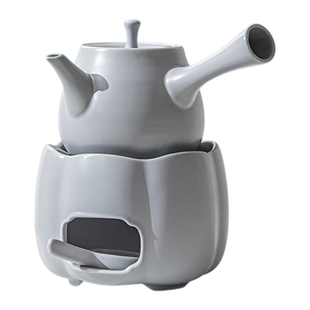 Tetera con té de té de té de flores más cálido té hervidor de agua Cerámica resistente al calor para la casa de té de picnic de restaurante hogar de Mango lateral gris