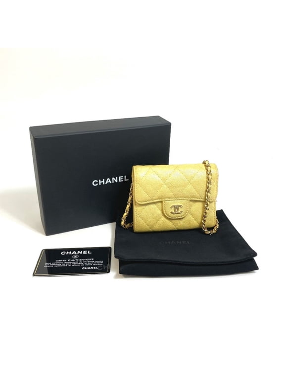 Pre-Owned CHANEL AP0238 CC Coco Mark Matelasse Chain Wallet Wallet/Coin Case Caviar Skin...