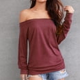 thumbnail image 2 of XFLWAM Women Long Sleeve Off Shoulder Tops Casual Loose Fit Pullover Shirts Solid Color Sweatshirt Wine Red XL, 2 of 5