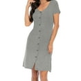 thumbnail image 3 of Shine Up Nightgowns for Women Button Down Pajamas Dress Short Sleeve Scoop Neck Sleepwear, 3 of 7