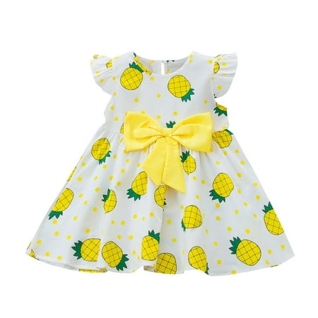

Qufokar Baby Dresses 6-9 Months Autumn Dress for Toddler Girl Print Girls Dress Toddler Pineapple Baby Princess Kids Party Casual Bowknot Girls Dress&Skirt