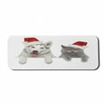 thumbnail image 1 of Christmas Computer Mouse Pad, Dog and Cat in Santa Red Hats Funny Puppy and Kitty Domestic Pet Animal, Rectangle Non-Slip Rubber Mousepad Large, 31" x 12" Gaming Size, White Grey Red, by Ambesonne, 1 of 2