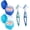 Light Blue+Dark Blue, variant on 2 Pack Denture Bath Case Cup Box Holder Storage Container with Denture Clean Brush Strainer Basket for Travel Cleaning
