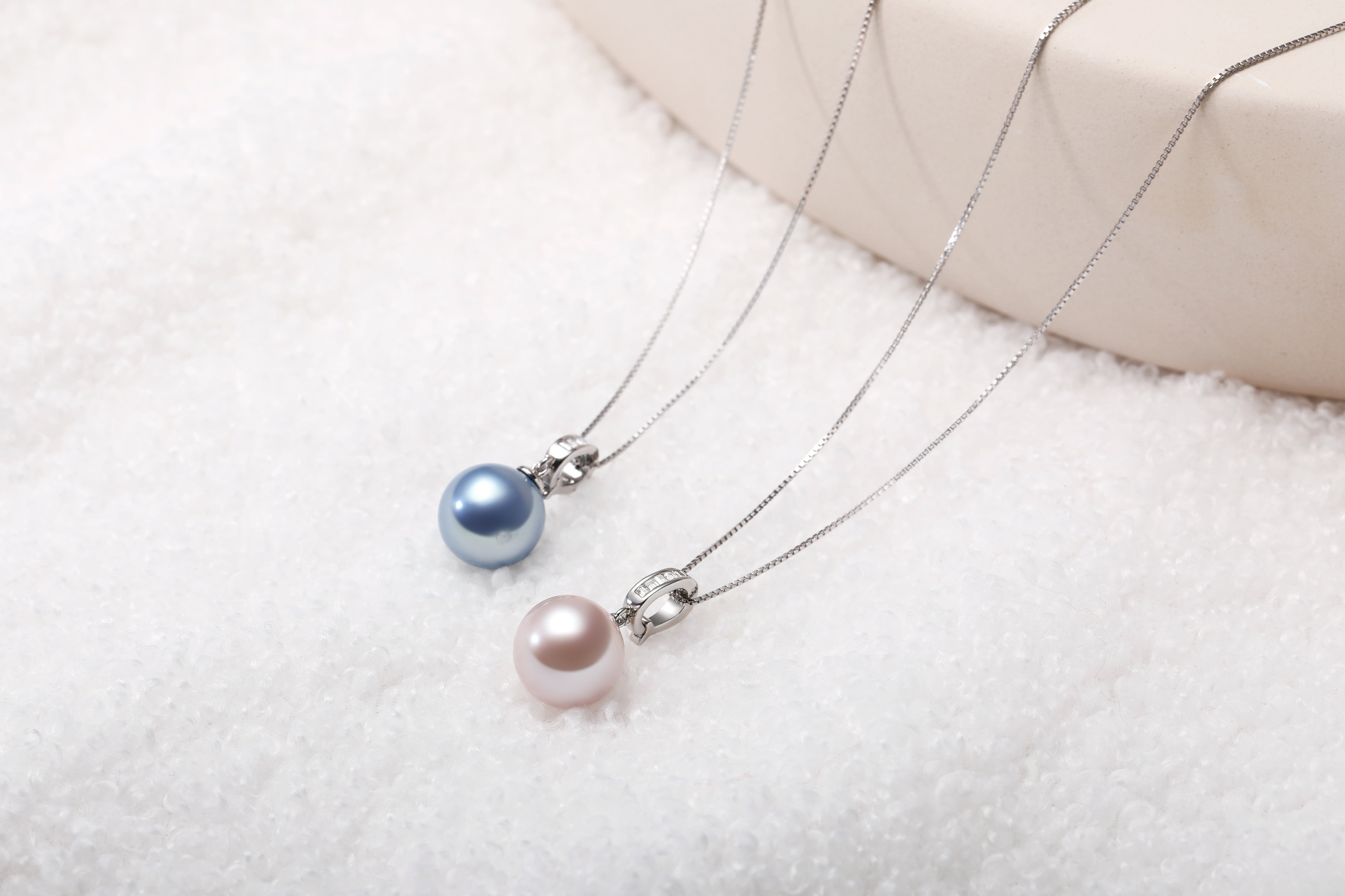 yami 10-11mm Blue Cultured Pearl Necklace 925 Sterling Silver 18+2In Pearl Jewelry Gift for Women