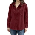 thumbnail image 4 of ClodeEU Women's Corduroy Button Down Long Sleeve Shirt,Casual Loose Fit Fall Blouse ,Women's Plus S, 4 of 8