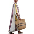 thumbnail image 5 of IFNWSV Robes Grande Taille, Robe Longue Ample à Rayures à Manches Mi-Longues et Col en V avec Poche Style Mode Décontracté, Robes d'Été pour Femmes Beige 2TG, 5 of 5