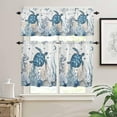 thumbnail image 2 of 3PCS Kitchen Curtains Valance and Tiers Set Semi Sheer Kitchen Curtain Valance Window Summer Ocean Turtle Coral Shell Conch Starfish White Tier & Valance Set Rod Pocket Valance, 54"x18"/27.5"x36"x2, 2 of 6