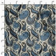 thumbnail image 2 of Soimoi Pure Silk Blue Fabric By the Yard - 42 Inch Wide - Paisley Botanical - Nature's Beauty Enhanced with Paisley Patterns and Leaves Printed Fabric, 2 of 6