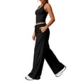 thumbnail image 6 of uvwlwu Women 2 Piece Workout Outfit Racerback Tank Top Waist Wide Leg Pants with Pockets Casual Set for Running Yoga Fitness Activities,L, 6 of 9
