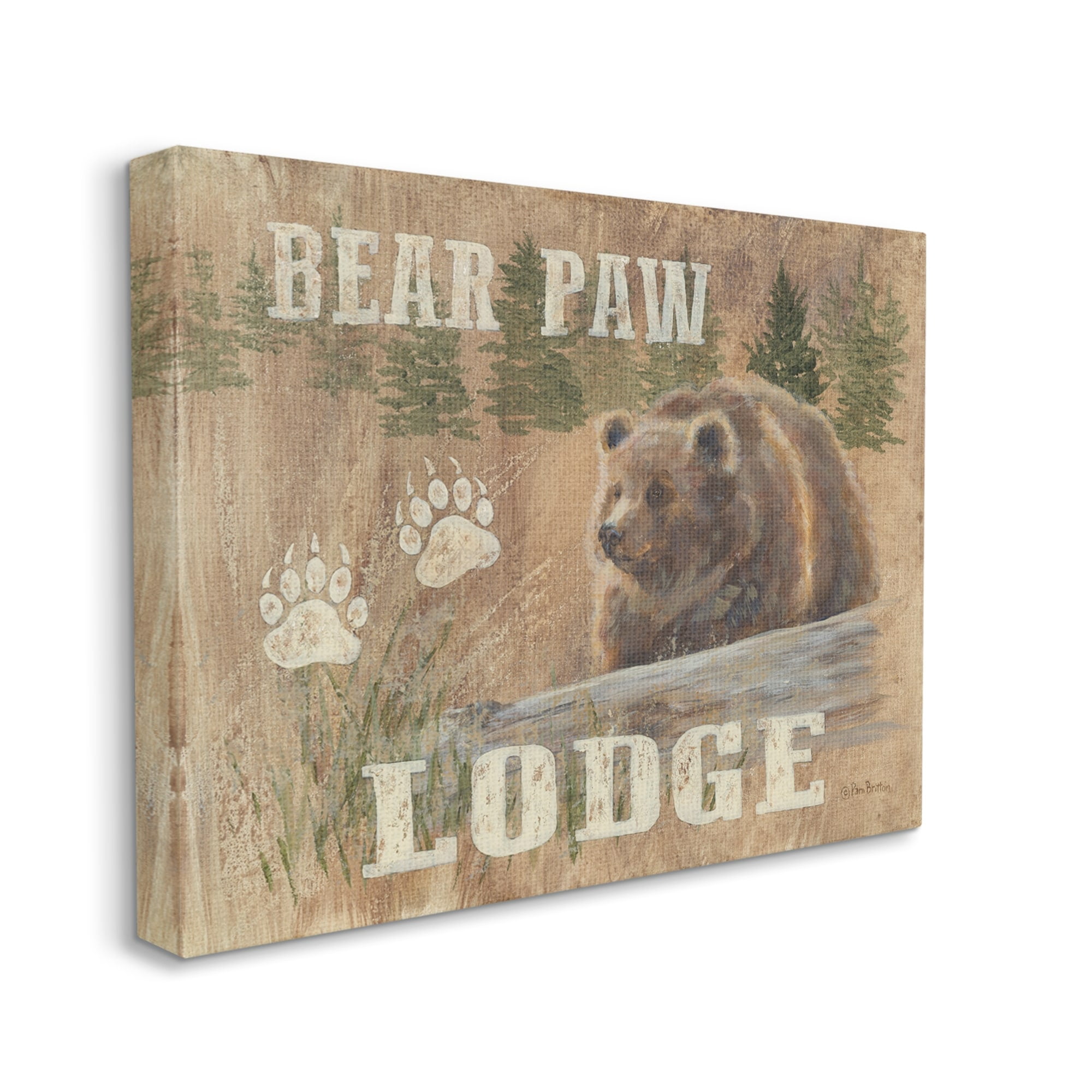Stupell Bear Paw Lodge Cabin Paw Shapes Animals & Insects Painting Gallery Wrapped Canvas Print Wall Art