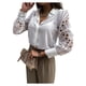thumbnail image 3 of SAYOO Mujer Casual Botón Abajo Camisas sólidas Blusa con cuello en V Manga larga Recorte Camisa de verano sólida Blusa de verano Ropa de calle Outwear Camisas de trabajo formales informales SAYOO  Moda, 3 of 8