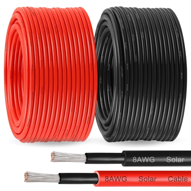 Cable solar MOOKEERF 8 AWG 46 m negro y rojo para exterior