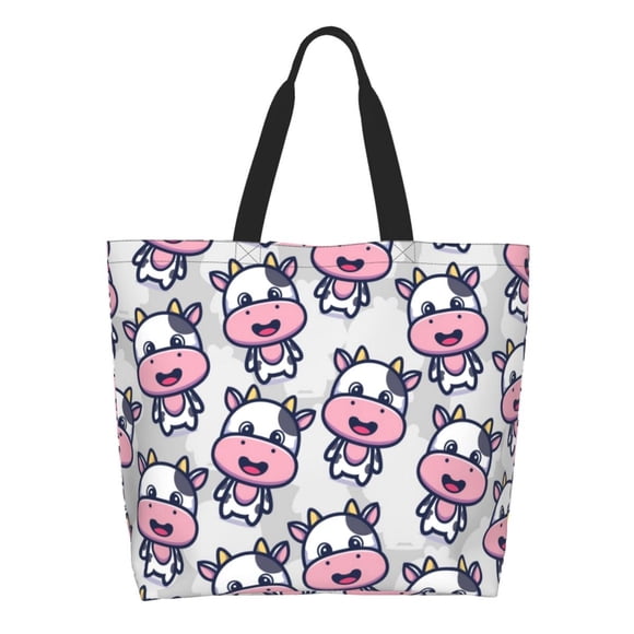 Balery Baby Cow Bolsa Tote Estilo Estético con Cremalleras, Bolsa de Hombro, Bolsa de Compras Grande y Plegable