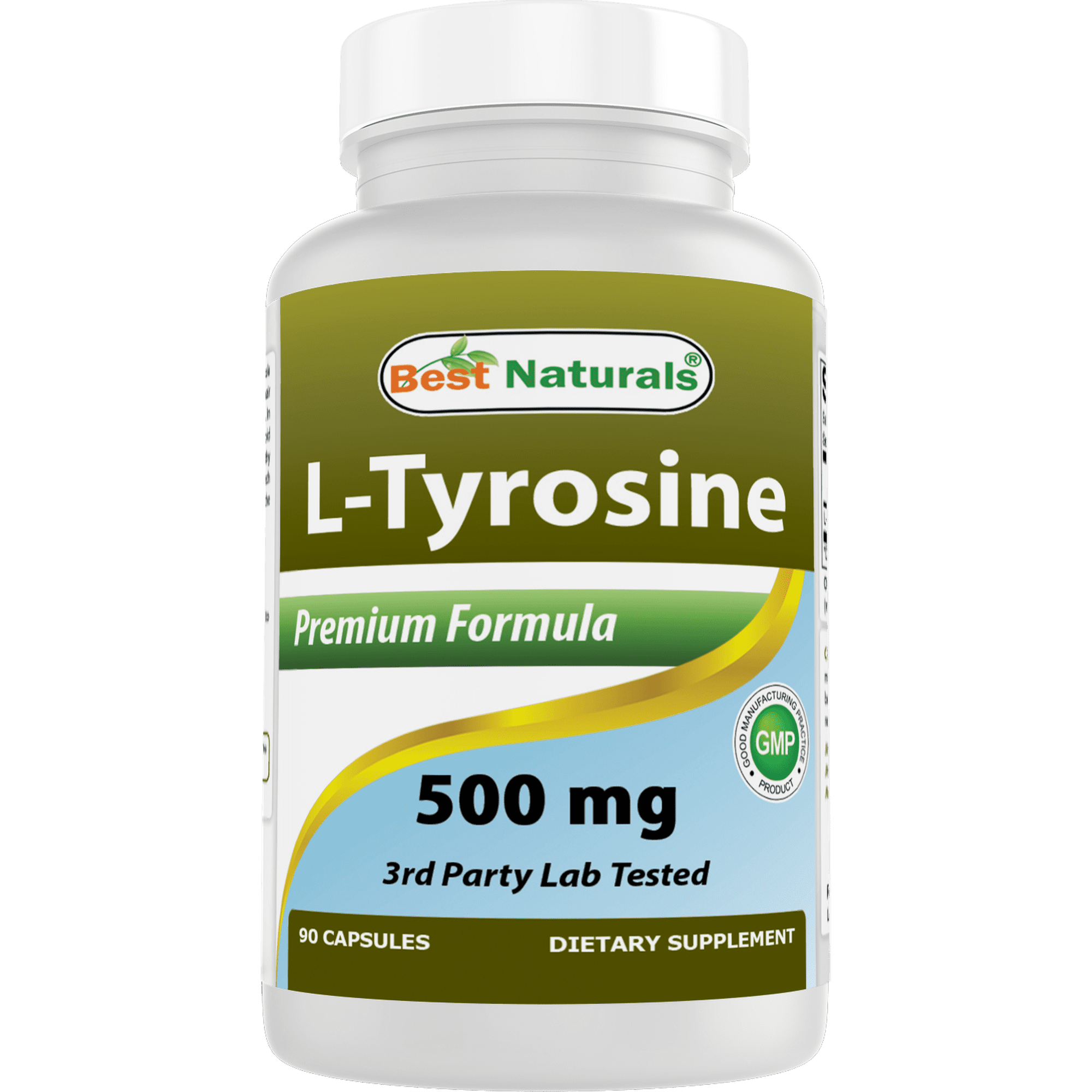 Best Naturals L-Tyrosine 500 mg 90 Capsules I Helps Support Overall Brain health | Stress Support and Supports mental alertness