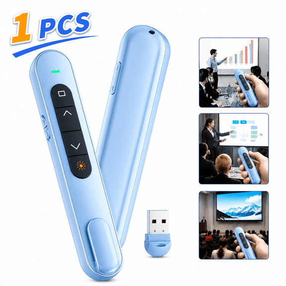 Presentation Clicker for PowerPoint, RF 2.4GHz USB Wireless Presenter Remote with Volume Control, PowerPoint Clicker Slide Advancer for Mac, Windows, Laptop, Keynote