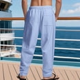 thumbnail image 3 of Betivan Men's Solid Breathable Elastic Waist Drawstring Wide Leg Beach Pants Loose Casual Pocket Trousers Lightweight Summer Bottoms for Men Pool Holiday Trip Outdoor, 3 of 9
