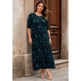 thumbnail image 2 of Roaman's Women's Plus Size Stretch Knit High Low Short Sleeve Maxi Dress, 2 of 4