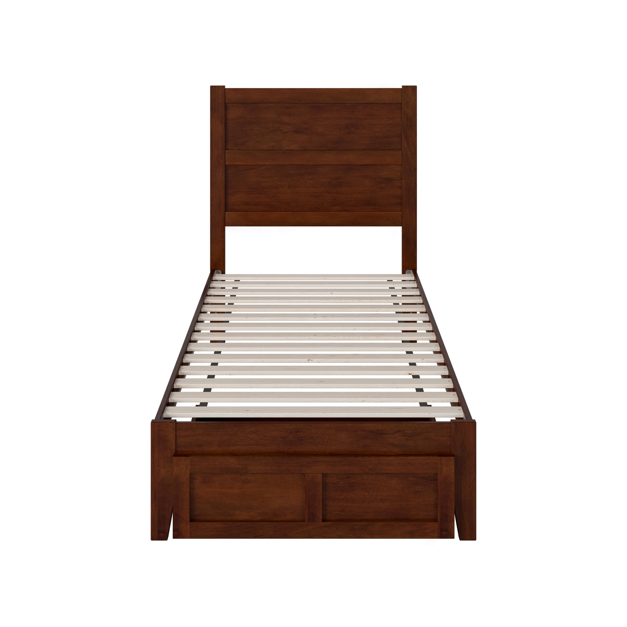 AFI NoHo 14" Twin XL Wood Platform Bed Frame with Foot Drawer Storage, Walnut