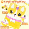 thumbnail image 2 of Cuaderno diario con forma de perro Corgi de peluche con candado para niñas de 5 a 12 años, 2 of 7