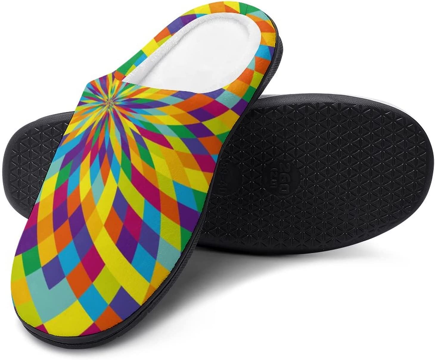 Colorful Swirl Men's House Slippers Nonslip Soft Cotton Shoes Slip On ...