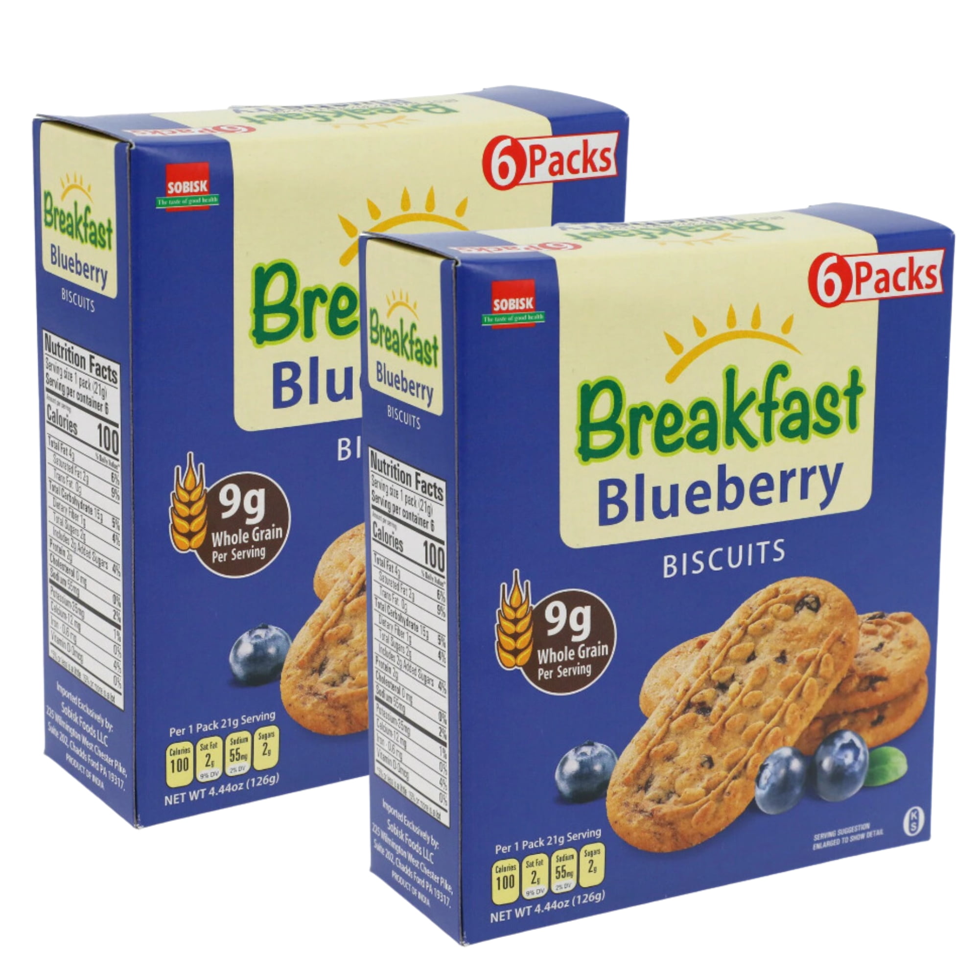 Sobisk Blueberry Breakfast Biscuits, Good Source of Fiber with Crunchy