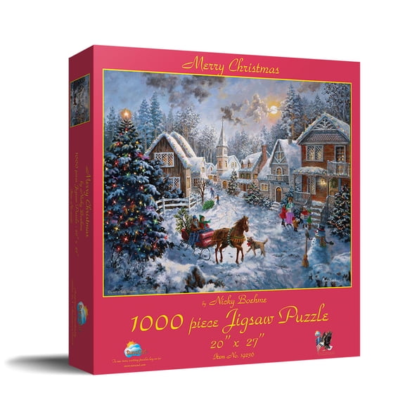 SUNSOUT INC - Merry Christmas - 1000 pc Jigsaw Puzzle by Artist: Nicky Boehme - Finished Size 20" x 27" Christmas - MPN# 19236