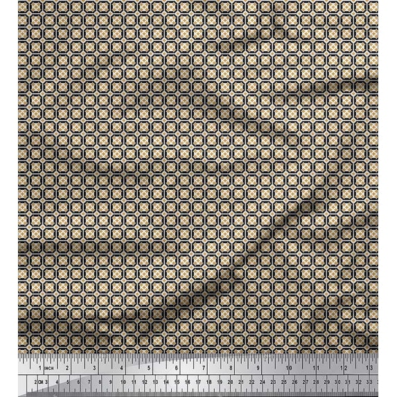 Soimoi Rayon Fabric Geometric Small Print Sewing Fabric Yard 42 Inch Wide