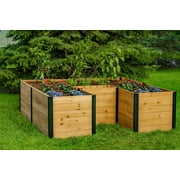 Vita Mezza 6'L x 6'W x 22"H Cedar Keyhole Composting Garden, Golden Brown