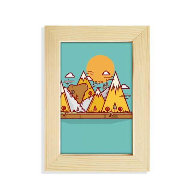 Cartoon Bear Mountain Animal Desktop Display Photo Frame Picture Art Painting 5x7 inch