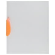 JAM Plastic Report Covers with Swing Lock Clip, Clear with Orange Lock, Letter Size (9 x 12 Inches), 3 Per Pack