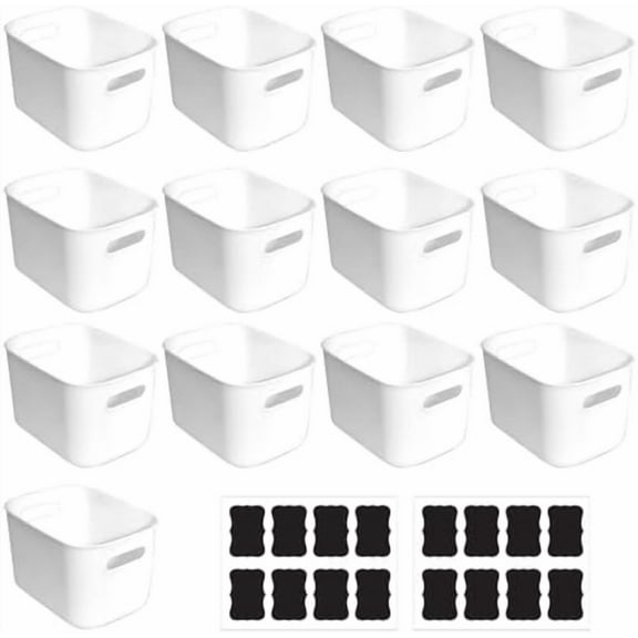 13 Pcs Plastic Storage Bins White Storage Bin Organizer Baskets Small Storage Containers for Pantry Home Kitchen (10 x 7 x 6 Inch)