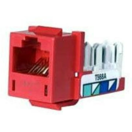 Cat5e Wiring Block - Hubbell HXJ5ER XCELERATOR Series RJ Jack, CAT5E, 8 Position, Universal 586A/B Wiring, Red (Pack of 25)
