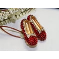 thumbnail image 2 of Ruby Rhinestone Slipper Brooch/Pin & Dangle Earrings Set, Red Ruby Rhinestone Gold Tone Slipper Jewelry Set, 2 of 5
