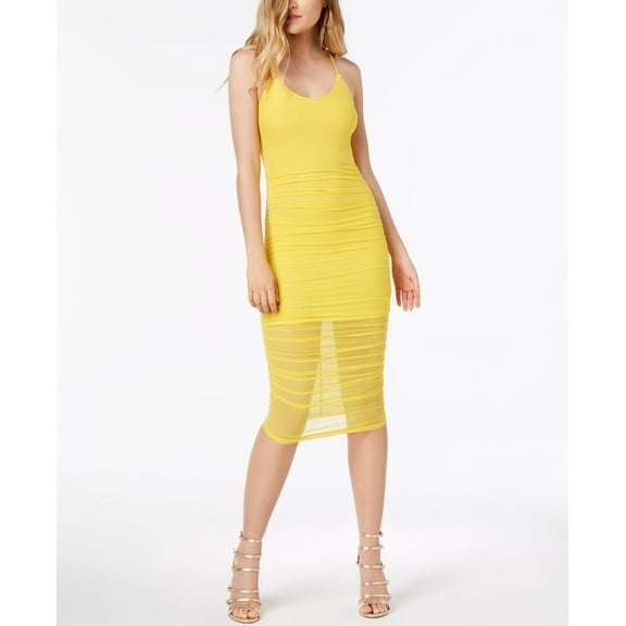 Material Girl Juniors Ruched Crisscross Bodycon Dress Dandellion 2XL