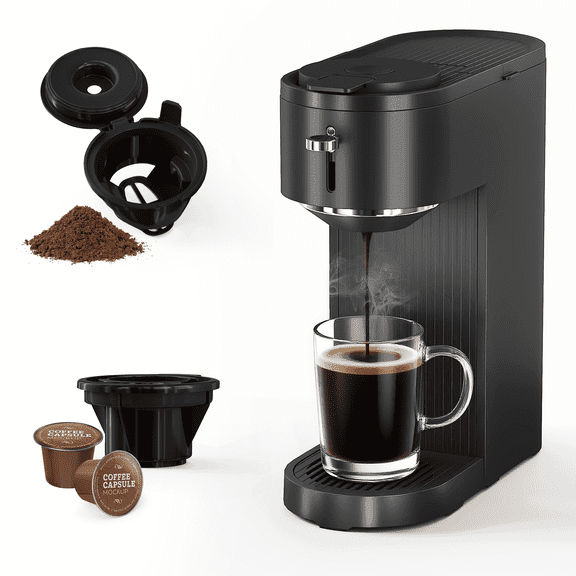 Coffee Maker 2-in-1 Single Serve Coffee Machine for K-Cup Capsule Pod and Ground Powder Brewer for Home Office Kitchen