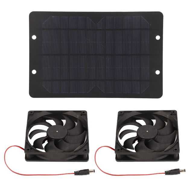 Solar Panel Powered Dual Fan, 3000 Rpm Effectively Reduce Temperature Greenhouse Solar Powered Fan For Dog House