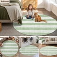 thumbnail image 6 of Round Area Rug 8ft,Sage Green Linen Striped Washable Carpet Non-Slip Runner Accent Rugs Indoor Floor Mat for Bedroom Living Room Decor,Vintage Farmhouse, 6 of 9