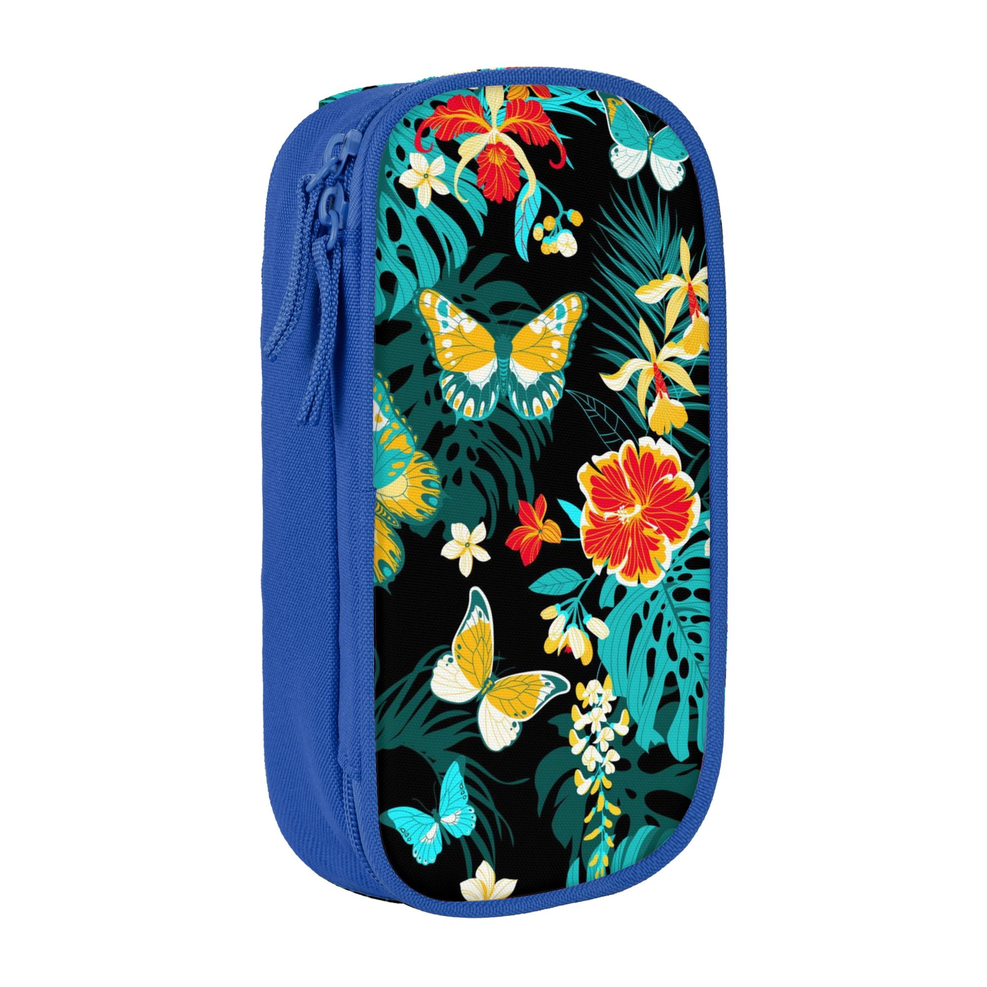 XMXY Large Capacity Pencil Case, Tropical Simple Flowers Pencil Box