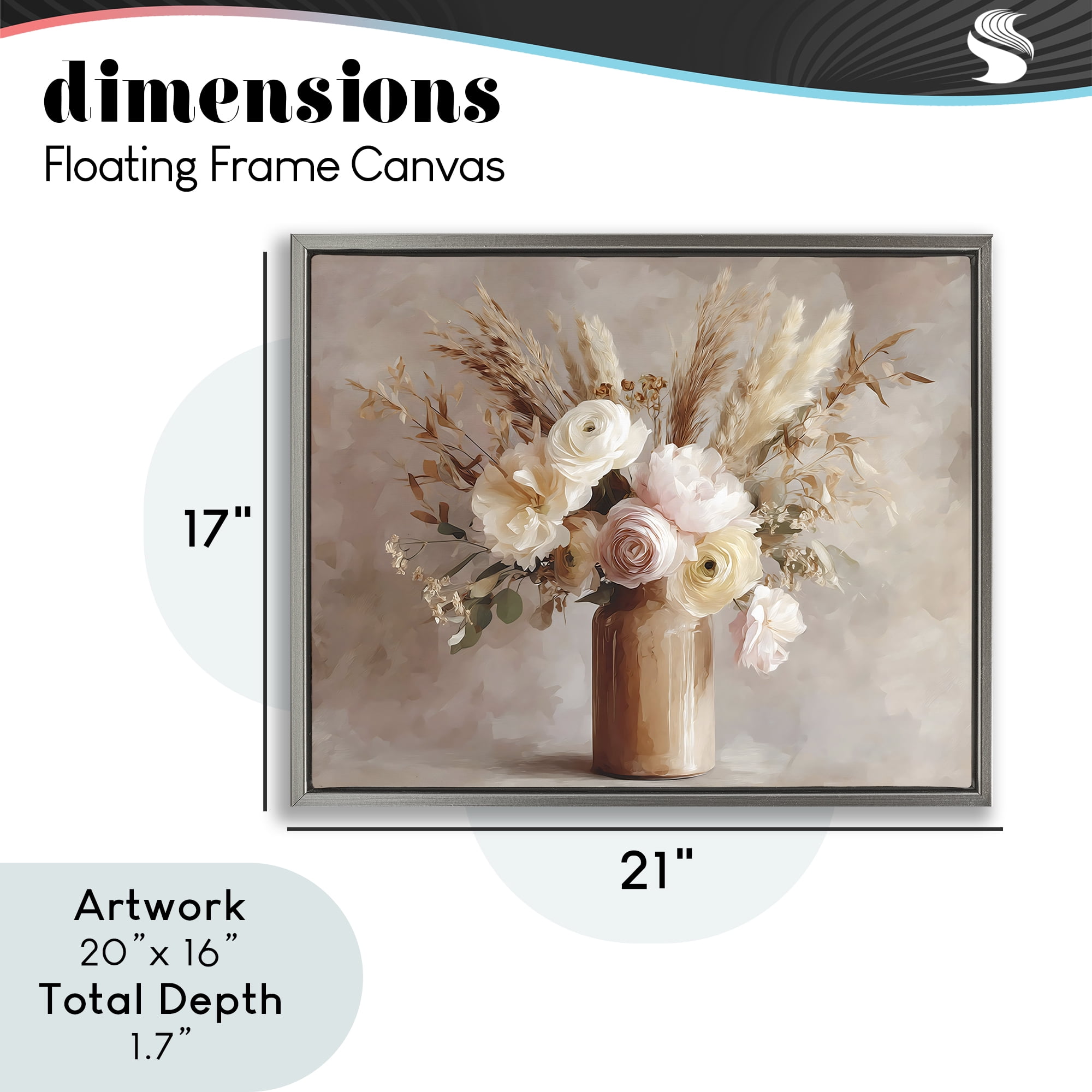 Stupell Industries Elegant Wheat Bouquet in Vase Gray Framed Floater Canvas Wall Art, design by Franklyn Gregory